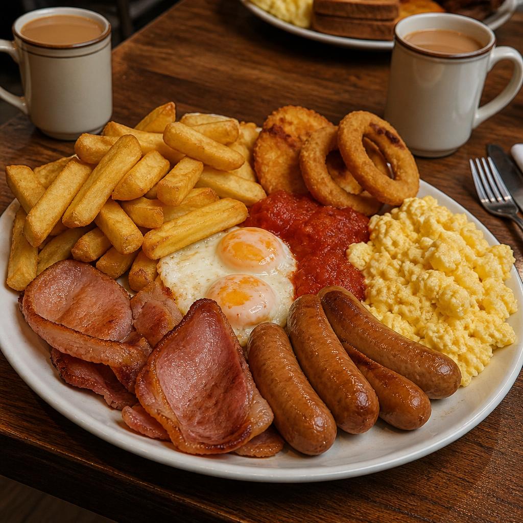 Traditional English breakfast and cafe classics